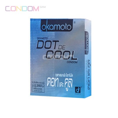 Okamoto Dot De Cool,(COK102) กับสัมผัสที่พิเศษ เพราะมีปุ่มถึง 1,350 ปุ่ม ผ่อนคลายด้วยกลิ่นเมนทอล นี่ก็เป็นอีกนวัตกรรมหนึ่งที่แสดงให้เห็นถึงการพัฒนาของ ถุงยาง รุ่นนี้ใช้แล้วเย็น แต่ไม่แสบ...