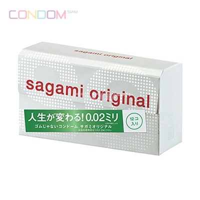 SAGAMI ORIGINAL 0.02 box of 12 ถุงยางอนามัยแบบบางจากยางสังเคราะห์ ที่บางที่สุดในโลก